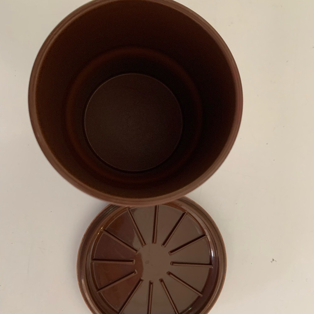 Tupperware Mug Lid Saucer chocolate Brown Vintage Camping Travel Coffee Cup - Picture 7 of 10